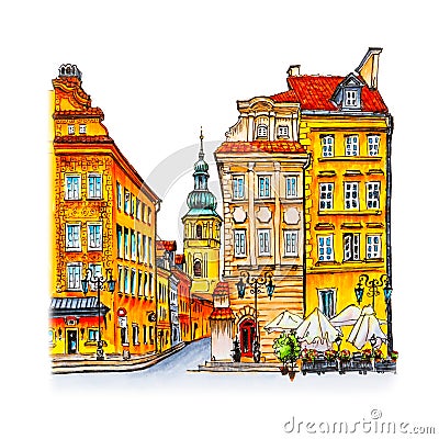 Castle Square in the morning, Warsaw, Poland. Stock Photo