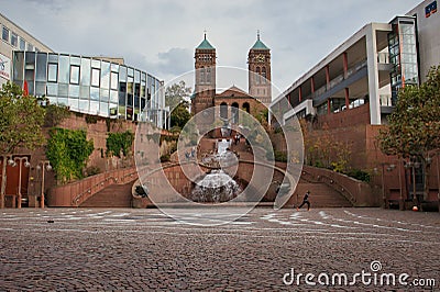 Castle stairway leading up to catholic church Editorial Stock Photo