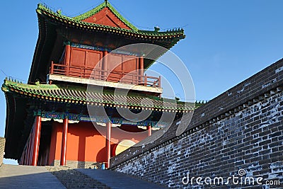 Castle style of ancient Chinese architecture. Stock Photo