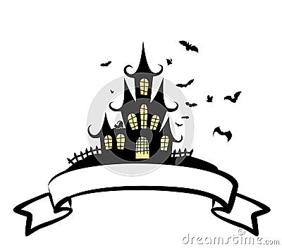 Castle symbol with vignette. Vector Illustration