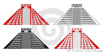 The castle temple of Kukulcan in front view Vector Illustration