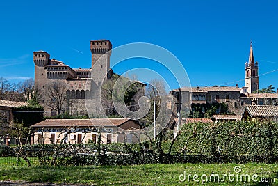 castle of vignola medieval fortress city of cherry with its blooms Editorial Stock Photo