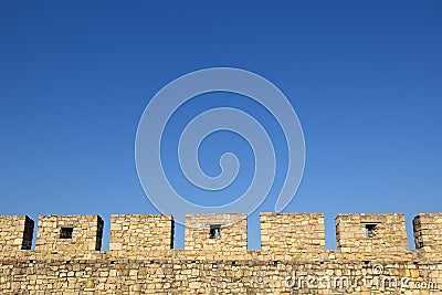 Castle Wall Battlements Stock Photo