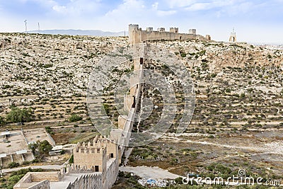 Castle wall of the Alcazaba of Almeria Stock Photo