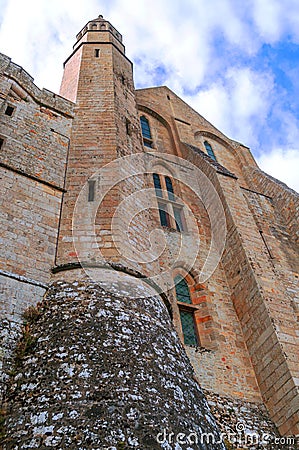 Castle wall of Mont Saint Michel Stock Photo