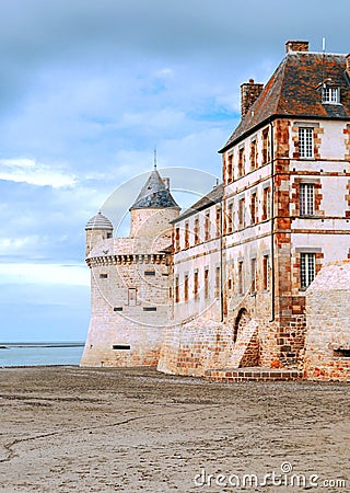 Castle wall of Mont Saint Michel Stock Photo