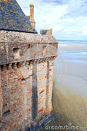 Castle wall of Mont Saint Michel Stock Photo