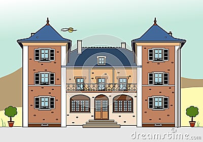 Castle with white shutters Vector Illustration