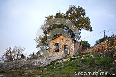 Castled stone house Stock Photo