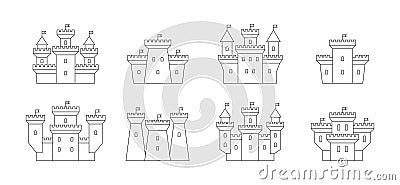 Castles and fortresses icons set Vector Illustration