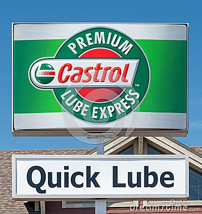 Castrol Premium Quick Lube Express Exterior and Trademark Logo Editorial Stock Photo