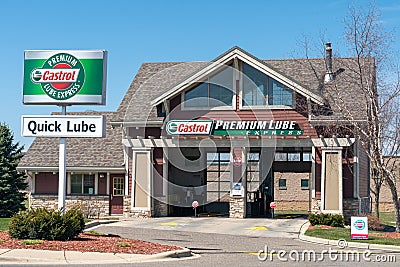 Castrol Premium Quick Lube Express Exterior and Trademark Logo Editorial Stock Photo