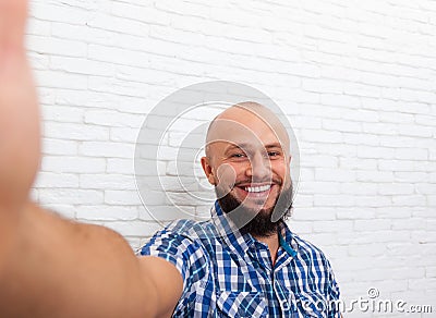 Casual Bearded Business Man Taking Selfie Photo Stock Photo