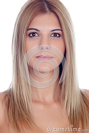 Casual blond girl with piercing in her nose Stock Photo