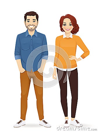 Casual business man and woman Vector Illustration