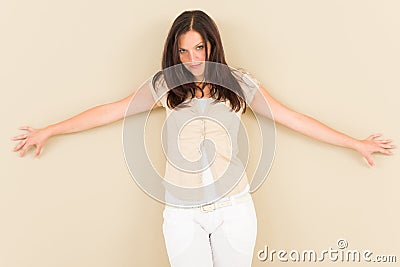 Casual business woman attractive provocative pose Stock Photo