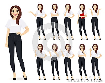 Casual business woman character set Vector Illustration