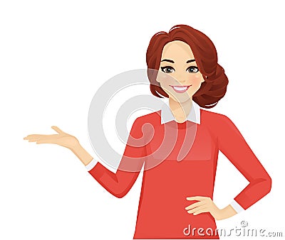 Casual business woman showing Vector Illustration