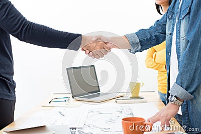 Casual businessmen making handshake at the meeting Stock Photo