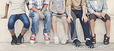 Casual Children Cheerful Cute Friends Kids Concept Stock Photo