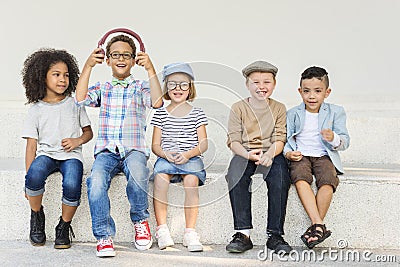 Casual Children Cheerful Cute Friends Kids Concept Stock Photo