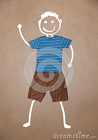 Casual clothes with hand drawn funny character Stock Photo