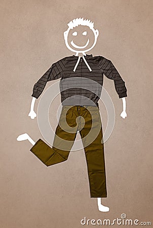 Casual clothes with hand drawn funny character Stock Photo