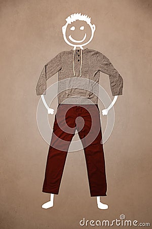 Casual clothes with hand drawn funny character Stock Photo