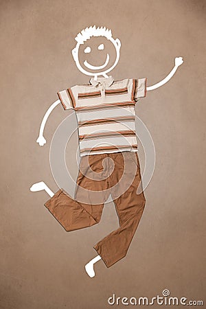 Casual clothes with hand drawn funny character Stock Photo