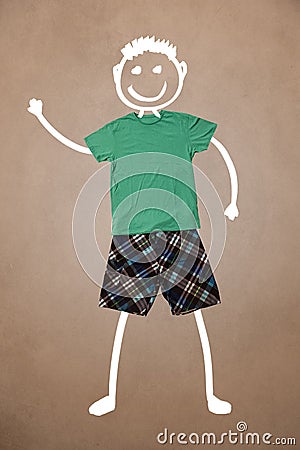 Casual clothes with hand drawn funny character Stock Photo