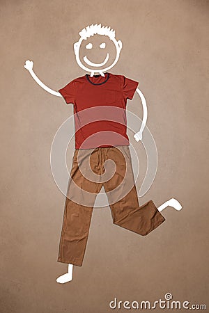 Casual clothes with hand drawn funny character Stock Photo