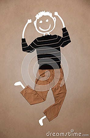 Casual clothes with hand drawn funny character Stock Photo