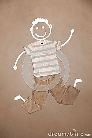 Casual clothes with hand drawn funny character Stock Photo