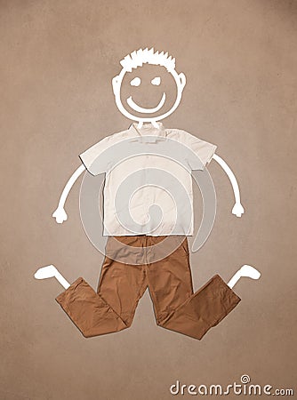 Casual clothes with hand drawn funny character Stock Photo