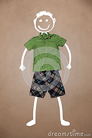 Casual clothes with hand drawn funny character Stock Photo