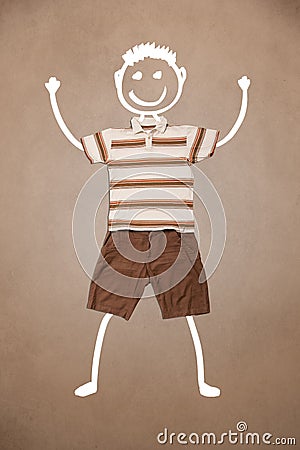 Casual clothes with hand drawn funny character Stock Photo