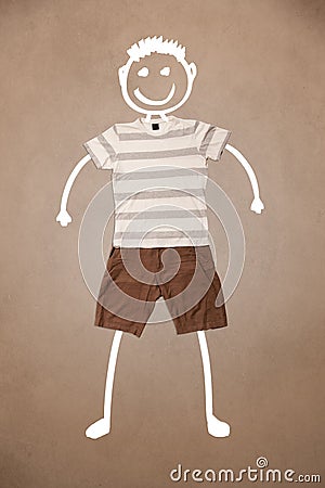 Casual clothes with hand drawn funny character Stock Photo