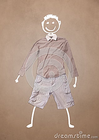 Casual clothes with hand drawn funny character Stock Photo