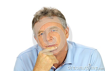 Casual Concerned Man Stock Photo