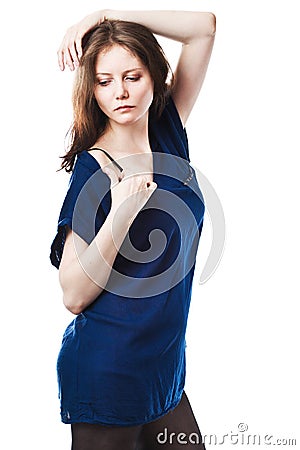 Casual fashion style woman studio portrait Stock Photo