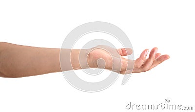 A casual hand in front of white background Stock Photo