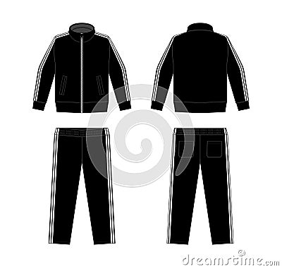 Casual jersey suits for sports, training etc. vector illustration set / white and black Vector Illustration