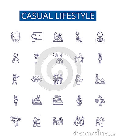 Casual lifestyle line icons signs set. Design collection of Casual, Lifestyle, Relaxed, Unstructured, Comfortable Vector Illustration