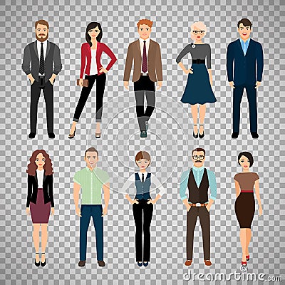 Casual office people on transparent background Vector Illustration