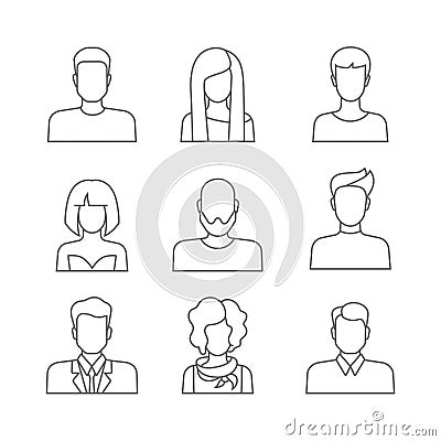 Casual people faces profile avatar icons Vector Illustration