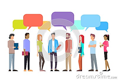 Casual People Group Chat Bubble Communication Social Network Vector Illustration