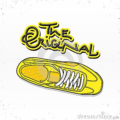 Casual sneaker with lettering the original Vector Illustration