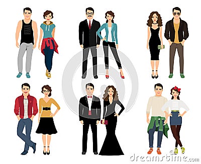 Casual vogue couple Vector Illustration