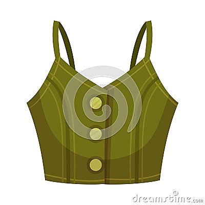 Casual Women Buttoned Tank Top with Thin Straps Vector Illustration Vector Illustration