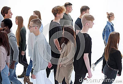 casual young people moving in different directions Stock Photo